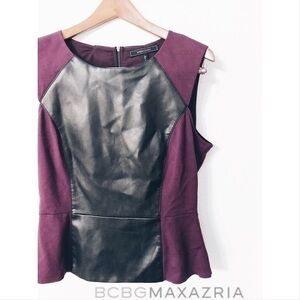 BCBGMaxAzria color block peplum top nwot